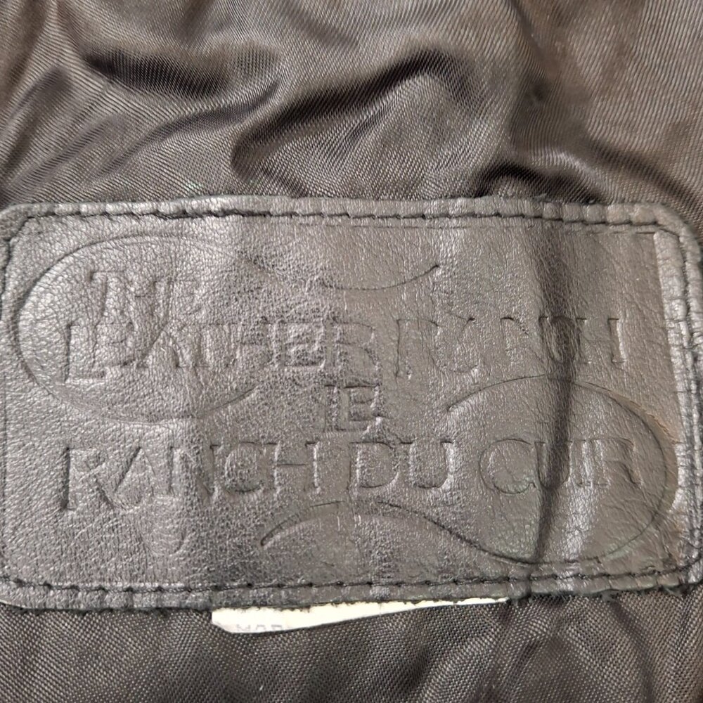 Vintage Sz M Women's Genuine Black Leather Jacket Leather Ranch Zip Up - Picture 11 of 11